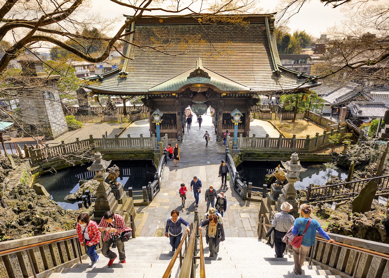 Chiba Japan - March 26, 2018 : Narita san Shinshoji temple, Popular tourists come here because it is an ancient temple with magnificent architecture. Have a fascinating history.